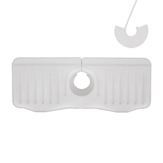 Bathroom Kitchen Silicone Faucet Anti-Splash Drain Mat, Color: White+Waterproof Edge(37x14.7x2cm) - Faucets & Accessories by buy2fix | Online Shopping UK | buy2fix