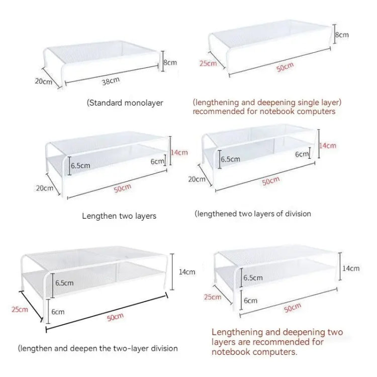 Computer Monitor Elevated Bracket Desk Wrought Iron Rack Organizer, Spec: Deepen Single Layer - Laptop Stand by buy2fix | Online Shopping UK | buy2fix