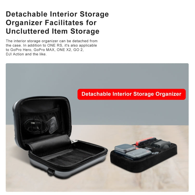 For Insta360 One RS AMagisn Sports Camera Storage Bag Handheld Waterproof Carrying Bag(Deep Gray) - Case & Bags by aMagisn | Online Shopping UK | buy2fix