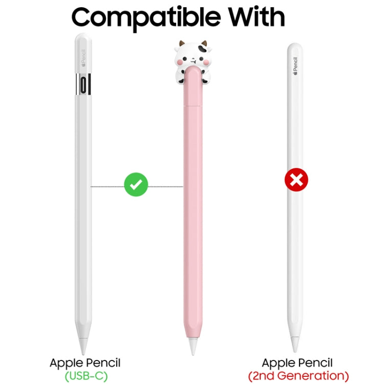 For Apple Pencil (USB-C) AhaStyle PT129-3 Stylus Cover Silicone Cartoon Protective Case, Style: Pink Cow - Pencil Accessories by AhaStyle | Online Shopping UK | buy2fix