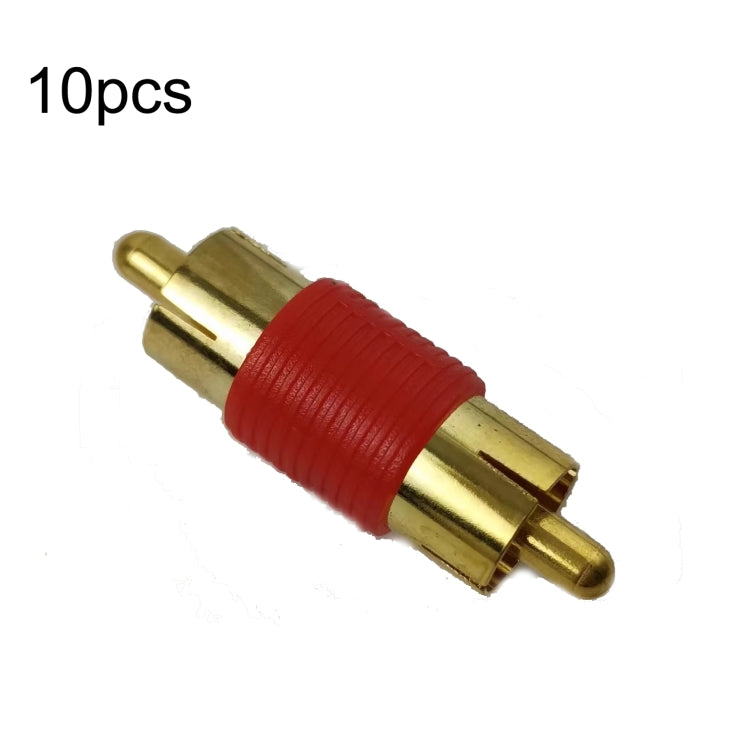 10pcs Gold-plated RCA Lotus Male to-Male  AV Audio Adapter(Red) - RCA Adapter by buy2fix | Online Shopping UK | buy2fix
