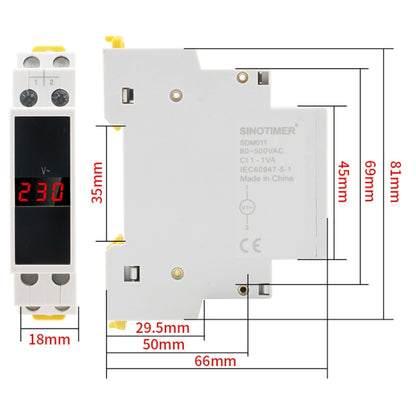 SINOTIMER SDM011 Modular Din Rail Type AC Single-Phase Digital Voltmeter Electronic Instrumentation - Current & Voltage Tester by SINOTIMER | Online Shopping UK | buy2fix