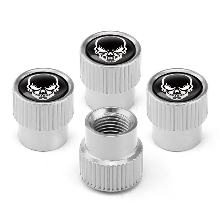 4pcs /Set Skeleton Car Tire Universal Aluminum Valve Cap(Silver) - Tire Valve Caps by buy2fix | Online Shopping UK | buy2fix