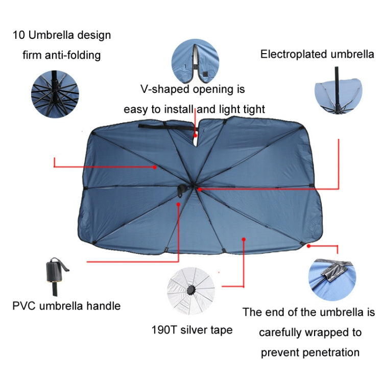 120x65cm Car Front Gear Opening Style Insulated Sun Protection Parasol(Black Base Cloth) - Window Foils & Solar Protection by buy2fix | Online Shopping UK | buy2fix