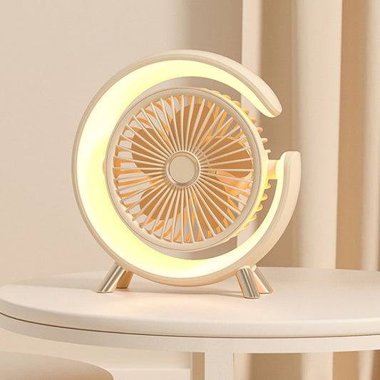 USB Charging Desktop Fan With Light Student Dormitory Light Sound Office Aroma Desktop Fan(Warm White) - Electric Fans by buy2fix | Online Shopping UK | buy2fix