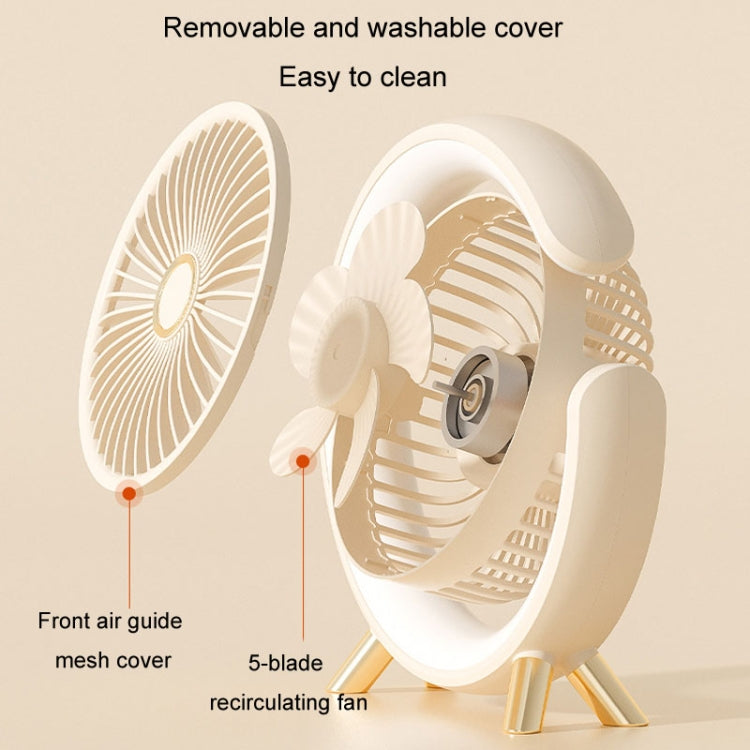 USB Charging Desktop Fan With Light Student Dormitory Light Sound Office Aroma Desktop Fan(Warm White) - Electric Fans by buy2fix | Online Shopping UK | buy2fix