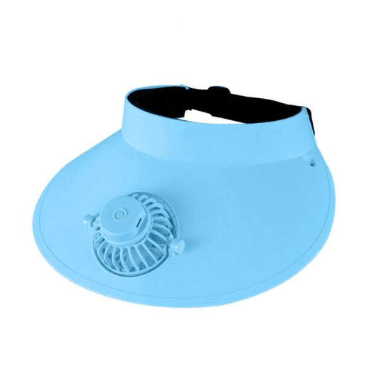 Summer Outdoor Sun Protection Adjustable Rotating Fan Sun Hat(Blue) - Peaked Cap by buy2fix | Online Shopping UK | buy2fix
