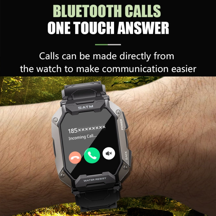 C20Plus 1.81-inch Health Monitoring Waterproof Bluetooth Call Smart Watch, Color: Black Bamboo Knot - Smart Watches by buy2fix | Online Shopping UK | buy2fix