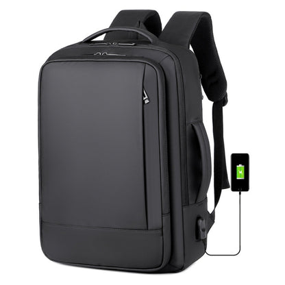 Expandable Business Waterproof Laptop Backpack With USB Port(Black) - Backpack by buy2fix | Online Shopping UK | buy2fix