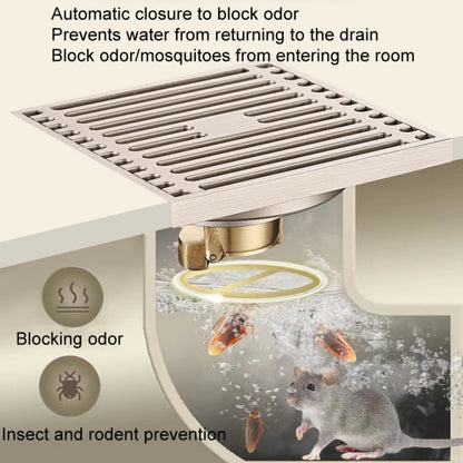 All Copper Brushed Anti-Odor Floor Drain Gravity Copper Core Bathroom Floor Drain, Specification: 8x30cm Long Medium Drain - Drain Strainers by buy2fix | Online Shopping UK | buy2fix