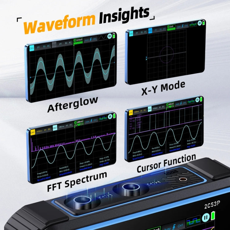 FNIRSI 2C53P Dual Channel Flat Panel Digital Oscilloscope Multimeter Signal Generator 3 In 1(Black) - Digital Multimeter by FNIRSI | Online Shopping UK | buy2fix