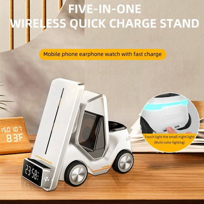 T20 5-in-1 Car-shaped Desktop Alarm Clock Wireless Charger with Atmosphere Light(Yellow) - Wireless Charger by buy2fix | Online Shopping UK | buy2fix