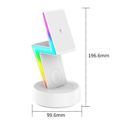 For Apple Series 3 In 1 RGB Light Magsafe Magnetic Mobile Phone Holder Wireless Charger(White) - Wireless Charger by buy2fix | Online Shopping UK | buy2fix