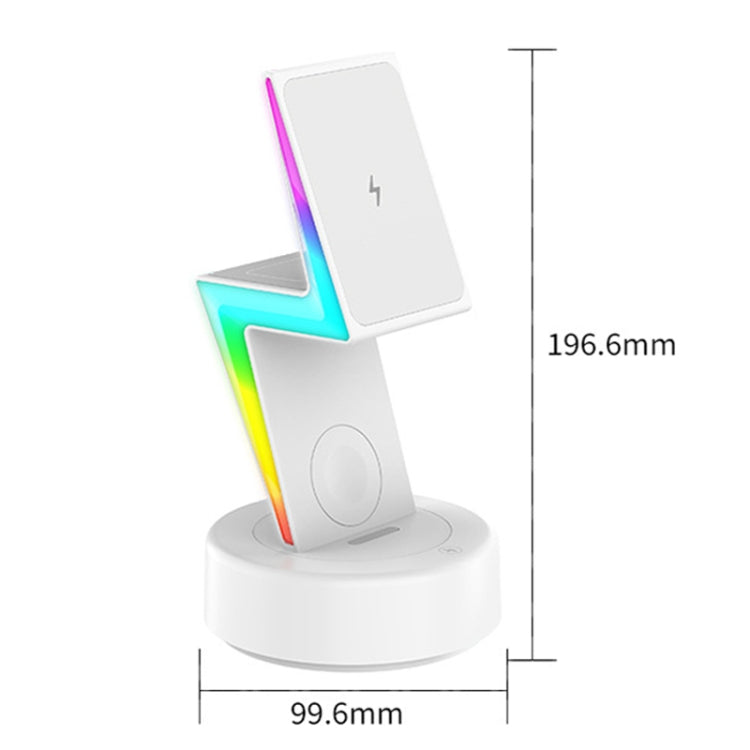 For Apple Series 3 In 1 RGB Light Magsafe Magnetic Mobile Phone Holder Wireless Charger(Black) - Wireless Charger by buy2fix | Online Shopping UK | buy2fix
