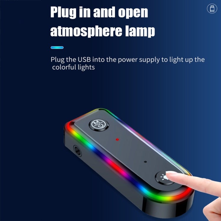 Q3 2-in-1 RGB Light Bluetooth Audio Receiver Launcher Car Audio Adapter - Bluetooth Adapters by buy2fix | Online Shopping UK | buy2fix