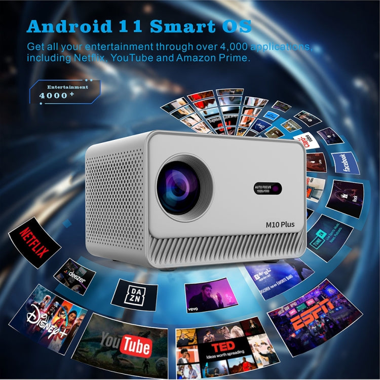 M10 Plus 1280x720P Projector 2.4G / 5G WIFI Bluetooth 5.2 Android 11 System Home Cinema AU Plug - Mini Projector by buy2fix | Online Shopping UK | buy2fix