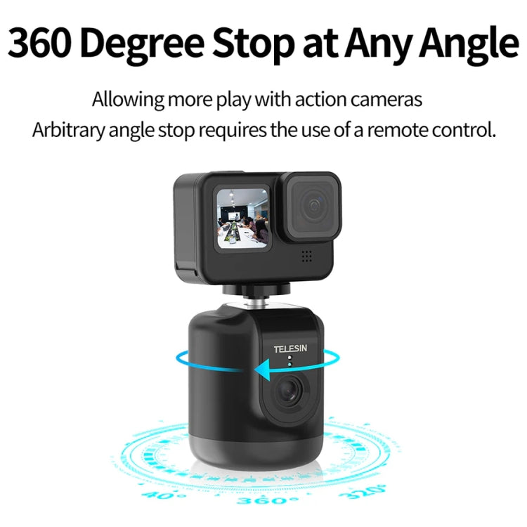 TELESIN TE-GPYT-001 360 Degree Intelligent Follow Gimbal Tracking Camera AI Face Recognition(Black) - Handheld Gimbals by TELESIN | Online Shopping UK | buy2fix