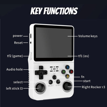 R36S Retro Handheld Game Console Linux System 3.5-Inch IPS Screen Portable Video Player 64G White - Pocket Console by buy2fix | Online Shopping UK | buy2fix