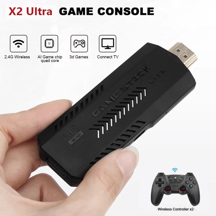 X2 Ultra Video Game Stick Console With 2.4G Double Wireless Controller 128GB - Pocket Console by buy2fix | Online Shopping UK | buy2fix