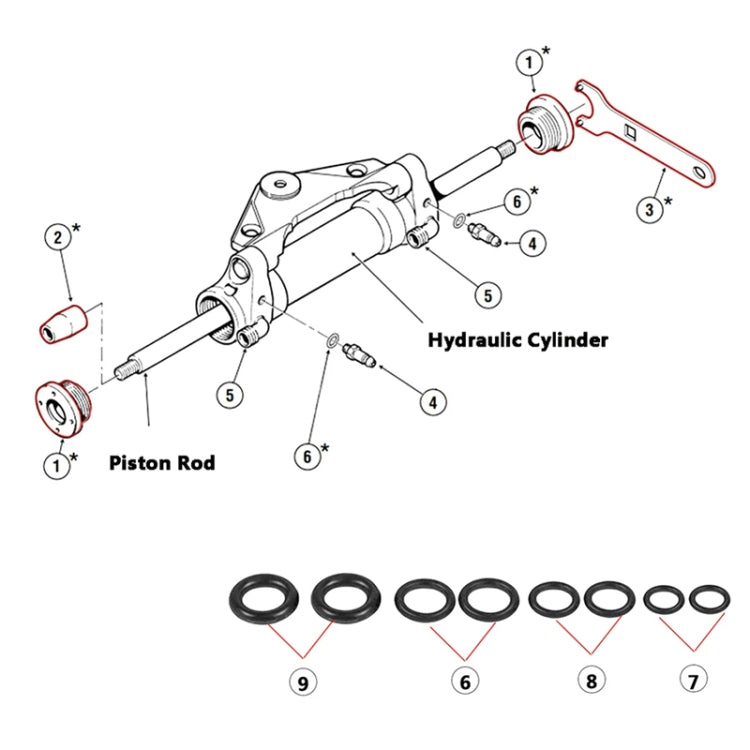 For Seastar HS5157 Boat Front Mount Hydraulic Steering Cylinder Seal Kits Wrench Tool(Orange Inner Ring) - Marine Accessories & Parts by buy2fix | Online Shopping UK | buy2fix