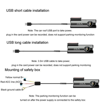 WIFI Mobile Phone 2K Ultra-Clear 360-Degree Rotating Driving Recorder, Version: Step-down Line(No TF Card) - Car DVRs by buy2fix | Online Shopping UK | buy2fix