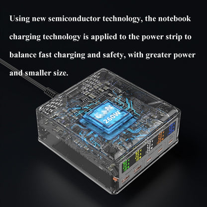 868D 6-In-1 260W High-Power Type-C+USB Multi Ports Charger Supports QI Wireless Charging(UK Plug) - Multifunction Charger by buy2fix | Online Shopping UK | buy2fix