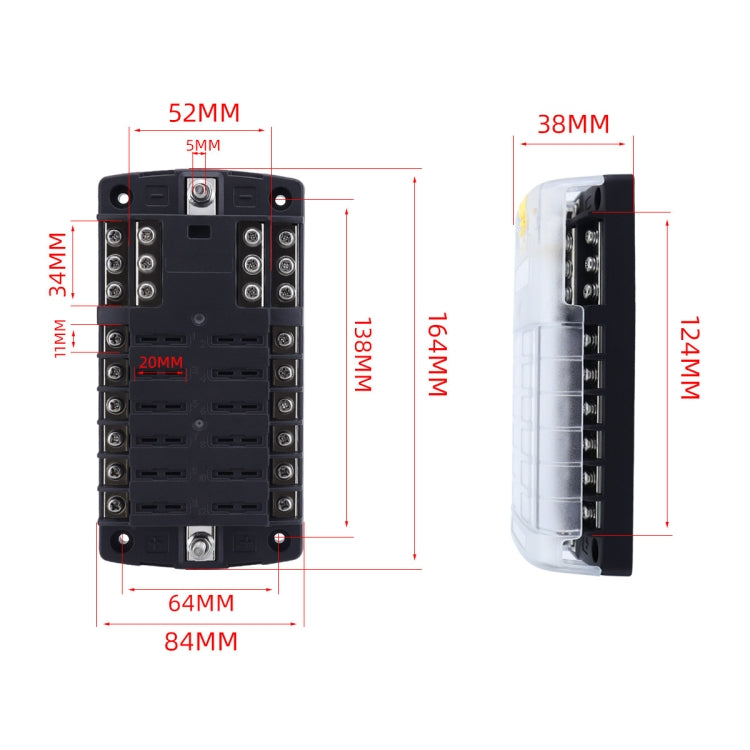 RV Yacht 12-way LED Insulated Flame-retardant Fuse Holder Box with Wire(Configuration 2) - Fuse by buy2fix | Online Shopping UK | buy2fix