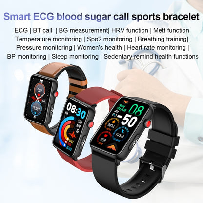 Smart Watch Ring ECG Temperature Heart Rate Blood Pressure Health Bluetooth Talking Watch, Color: Red Silicone - Smart Wristbands by buy2fix | Online Shopping UK | buy2fix