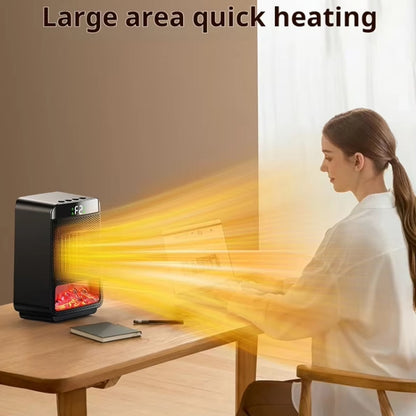 E03 Desktop PTC Heater Dynamic Flame Light Warmer EU Plug - Electric Heaters by buy2fix | Online Shopping UK | buy2fix