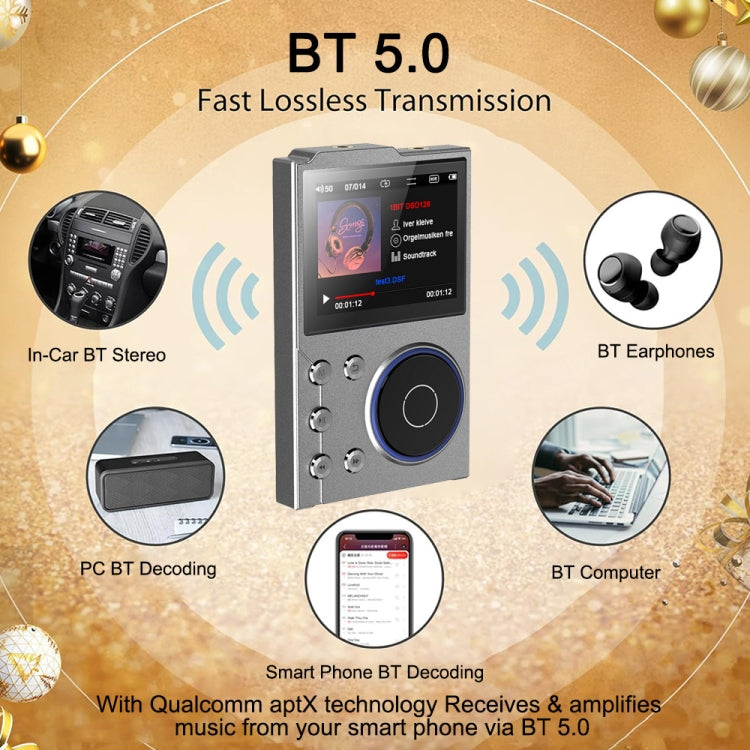 2.4 Inch HIFI Bluetooth Music Player DSD256 Mastering Sound Quality Walkman, Memory: 16GB+32GB(Black) - MP3 Player by buy2fix | Online Shopping UK | buy2fix