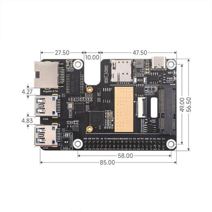 Waveshare For Raspberry Pi 5 PCIe to MiniPCIe / Gigabit Ethernet / USB 3.2 Gen1 HAT, Spec: SIM7600G-H - Raspberry Pi Accessories by Waveshare | Online Shopping UK | buy2fix