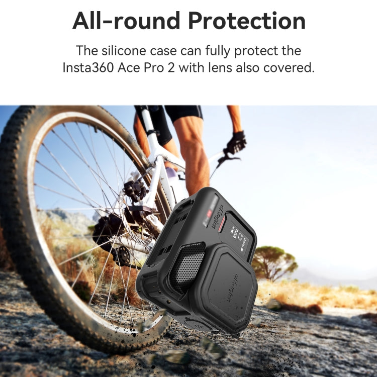 For Insta360 Ace Pro 2 aMagisn Body + Lens Silicone Cover With Lanyard(Black) - Case & Bags by aMagisn | Online Shopping UK | buy2fix