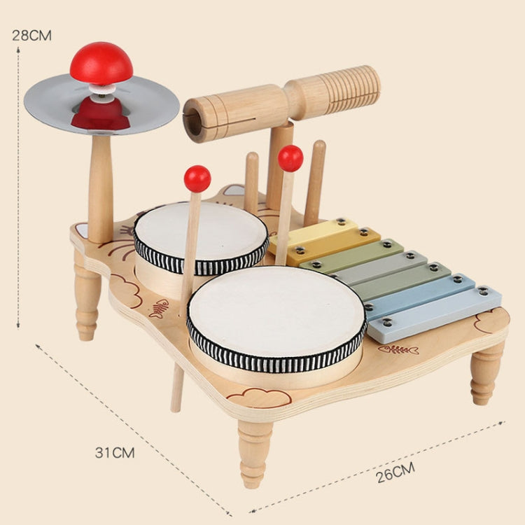 Children Wooden Desktop Music Percussion Toy Baby Early Learning Drum Enlightenment Toy, Style: Kitten Music Stand - Musical Instrument Toys by buy2fix | Online Shopping UK | buy2fix