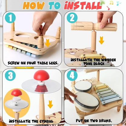 Children Wooden Desktop Music Percussion Toy Baby Early Learning Drum Enlightenment Toy, Style: Kitten Music Stand - Musical Instrument Toys by buy2fix | Online Shopping UK | buy2fix