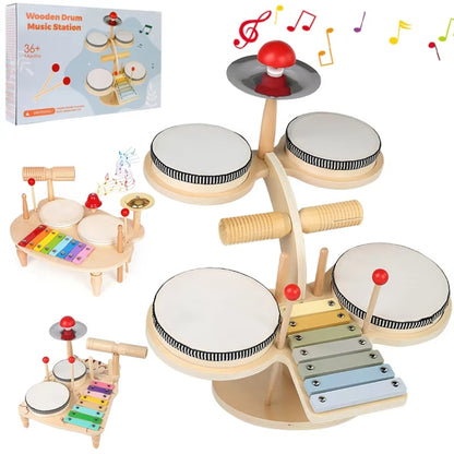 Children Wooden Desktop Music Percussion Toy Baby Early Learning Drum Enlightenment Toy, Style: Kitten Music Stand - Musical Instrument Toys by buy2fix | Online Shopping UK | buy2fix