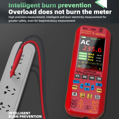 BSIDE O9 Digital Handheld Dual Channel 50MHz Oscilloscope Signal Source Multimeter, Spec: With Dual Oscilloscope Probe (Red) - Digital Multimeter by BSIDE | Online Shopping UK | buy2fix