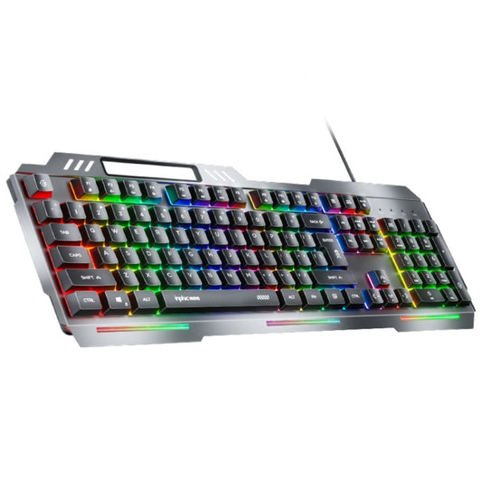 Inphic K2 104-Keys Wired Gaming Keyboard USB Quiet Office Metal Panel Mechanical Keyboard With 7 Color Backlit(Gray) - Wired Keyboard by Inphic | Online Shopping UK | buy2fix