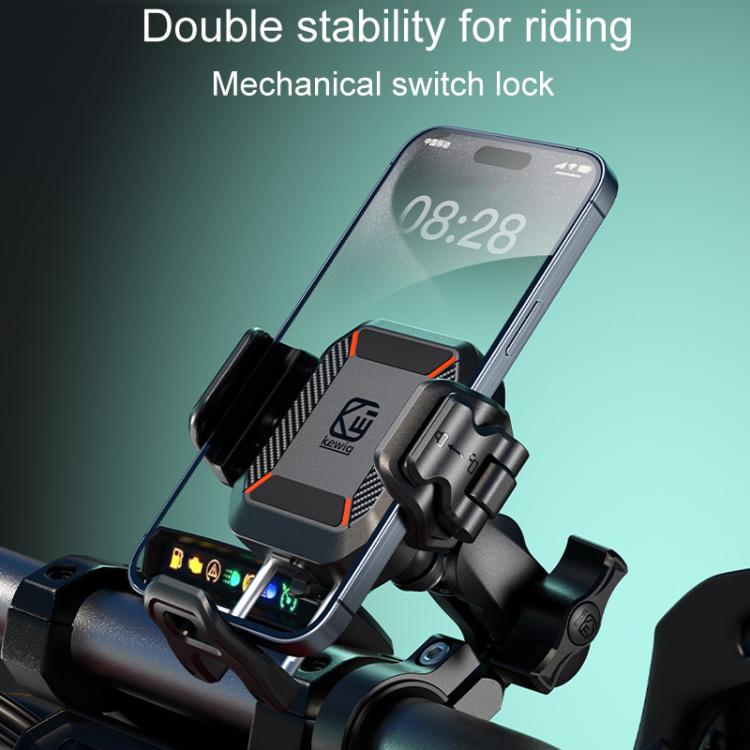 Kewig M33-A5 Outdoor Riding Shock Absorbing Anti-Theft 15W QI Wireless Charger Cell Phone Mounting Bracket(Horizontal Bar Model) - Holder by Kewig | Online Shopping UK | buy2fix