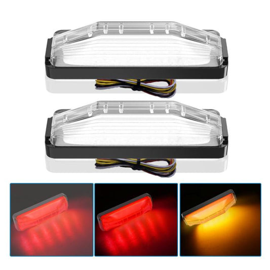 2pcs 28LED Bi-Color High Brake Tail Lights Turn Signal Lights For Sweeper / RV / Van / Truck Modification(White Shell Red+Yellow Light) - Brake Lights by buy2fix | Online Shopping UK | buy2fix