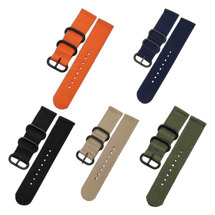 Washable Nylon Canvas Watchband, Band Width:20mm(Black with Black Ring Buckle) - Watch Accessories & Parts by buy2fix | Online Shopping UK | buy2fix