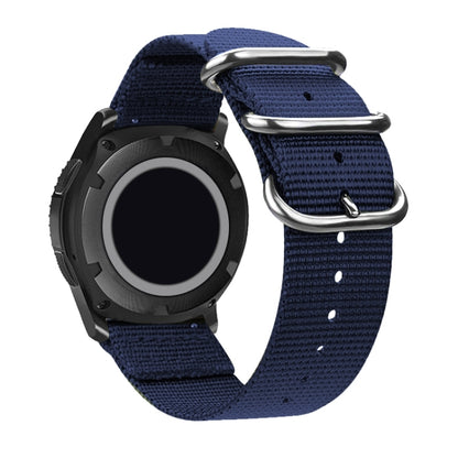 Washable Nylon Canvas Watchband, Band Width:20mm(Dark Blue with Silver Ring Buckle) - Watch Accessories & Parts by buy2fix | Online Shopping UK | buy2fix