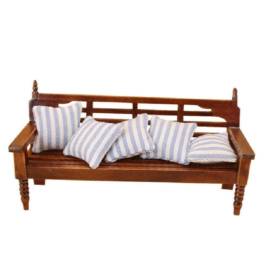 Mini Doll House Furniture Wooden Bench with Pillows - Pretend Play Toys by buy2fix | Online Shopping UK | buy2fix