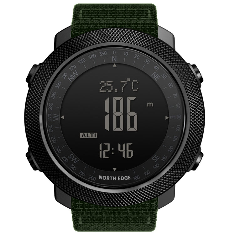 NORTH EDGE Multi-function Waterproof Outdoor Sports Electronic Smart Watch, Support Humidity Measurement / Weather Forecast / Speed Measurement, Style: Nylon Strap(Green) - Nylon Strap Watches by NORTH EDGE | Online Shopping UK | buy2fix