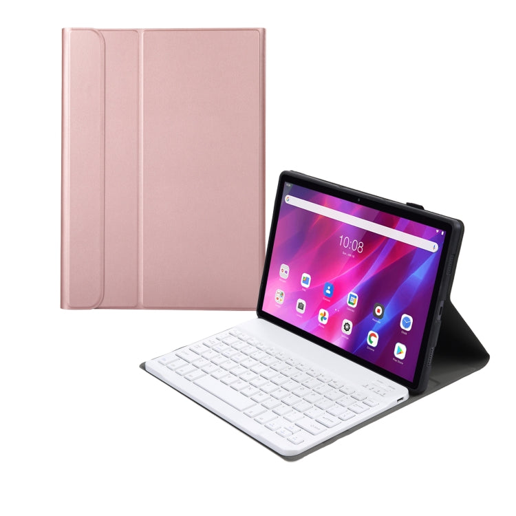 AK10 2 in 1 Detachable Bluetooth Keyboard + Lambskin Texture TPU Protective Leather Tablet Case with Holder for Lenovo Qitian K10 TB-X6C6X(Rose Gold) - Lenovo Keyboard by buy2fix | Online Shopping UK | buy2fix
