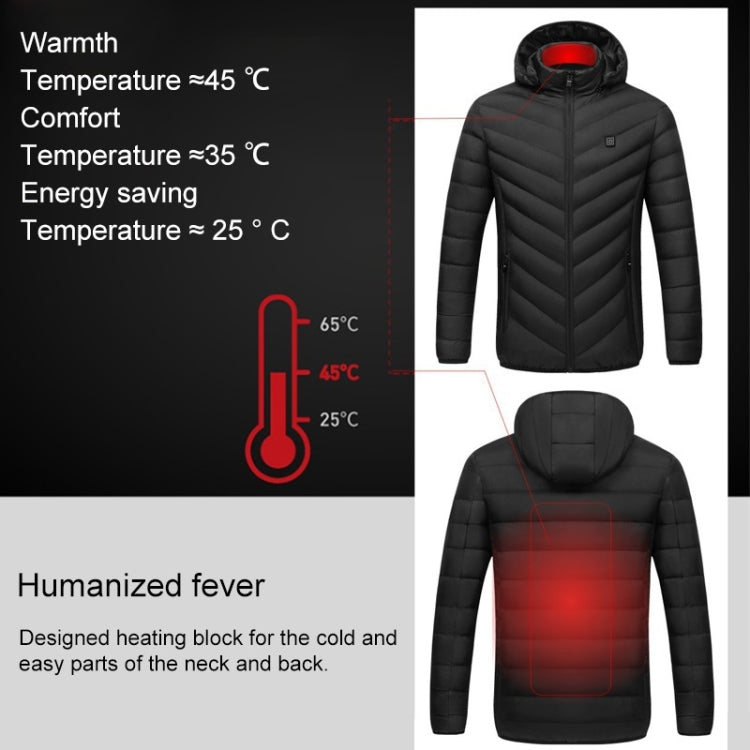 USB Heated Smart Constant Temperature Hooded Warm Coat for Men and Women (Color:Black Size:L) - Down Jackets by buy2fix | Online Shopping UK | buy2fix