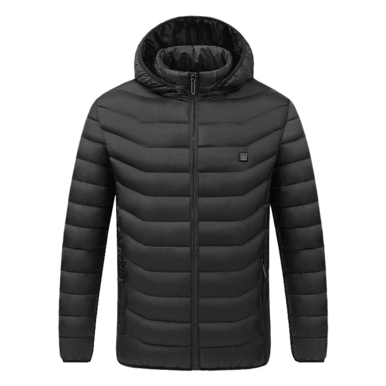 USB Heated Smart Constant Temperature Hooded Warm Coat for Men and Women (Color:Black Size:XXXXL) - Down Jackets by buy2fix | Online Shopping UK | buy2fix