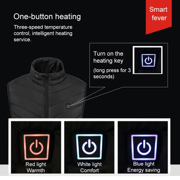 USB Security Smart Constant Temperature Fever Men Stand Collar Cotton Vest (Color:Blue Size:L) - Down Jackets by buy2fix | Online Shopping UK | buy2fix