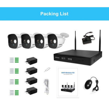 SriHome NVS002 1080P 4-Channel NVR Kit Wireless Security Camera System, Support Humanoid Detection / Motion Detection / Night Vision, US Plug - Security by SriHome | Online Shopping UK | buy2fix