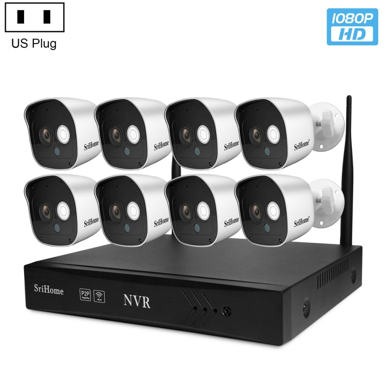 SriHome NVS002 1080P 8-Channel NVR Kit Wireless Security Camera System, Support Humanoid Detection / Motion Detection / Night Vision, US Plug - Security by SriHome | Online Shopping UK | buy2fix