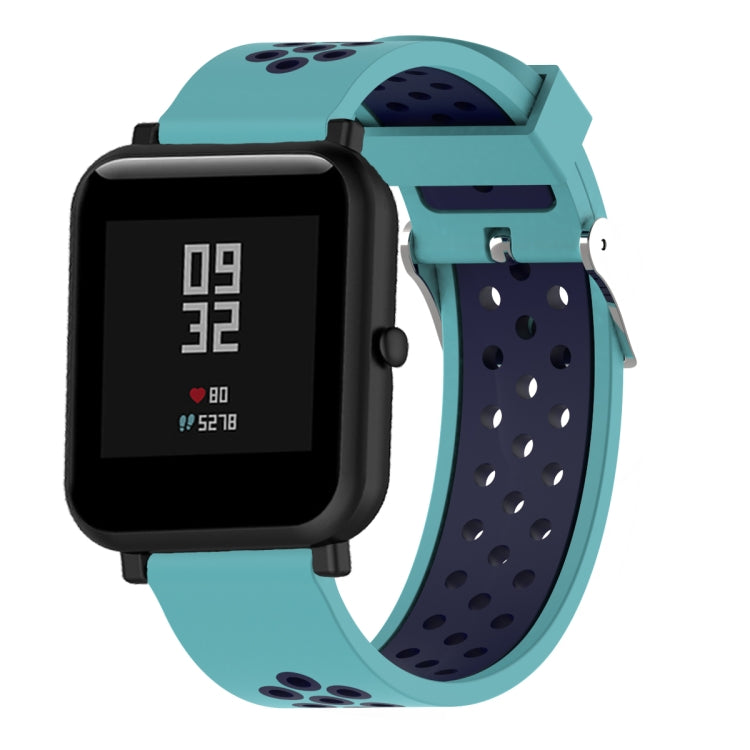 Double Colour Silicone Sport Watch Band for Xiaomi Huami Amazfit Bip Lite Version 20mm(Dark Blue + Baby Blue) - Smart Wear by buy2fix | Online Shopping UK | buy2fix